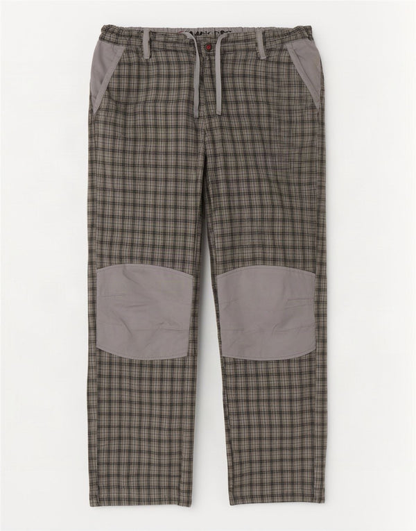 Think Pink Mens Straight Chino Trousers Large W36 L32 Grey Check