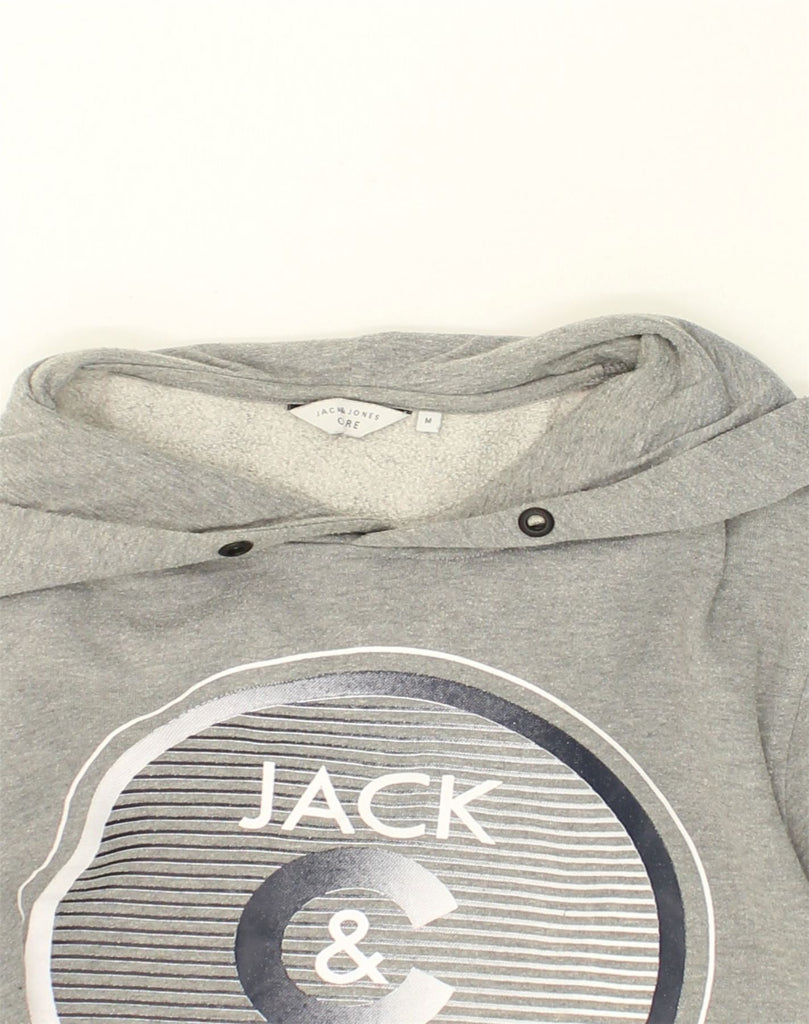 JACK & JONES Mens Core Graphic Hoodie Jumper Medium Grey Polyester | Vintage Jack & Jones | Thrift | Second-Hand Jack & Jones | Used Clothing | Messina Hembry 