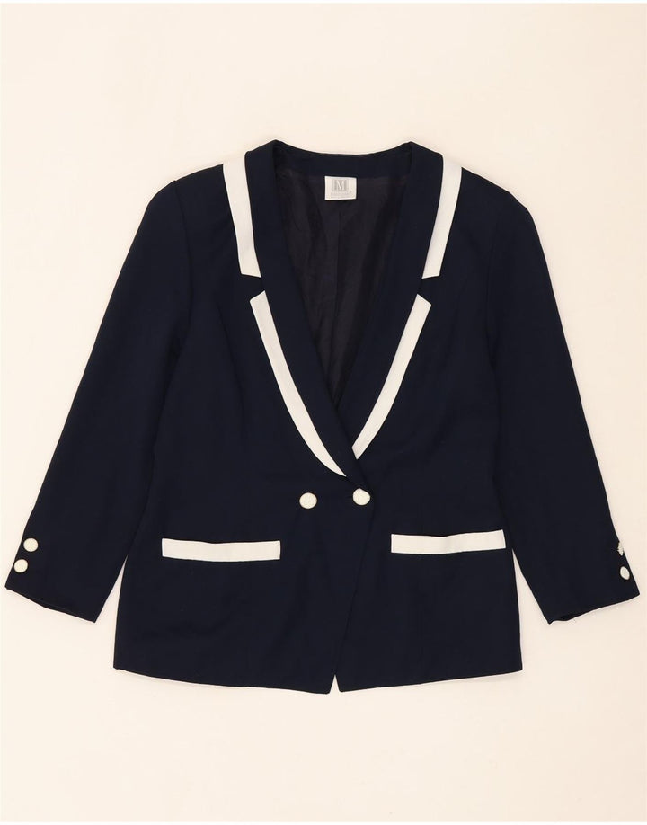 MADELEINE Womens Double Breasted Blazer Jacket UK 14 Medium Navy Blue Vintage Madeleine and Second-Hand Madeleine from Messina Hembry 