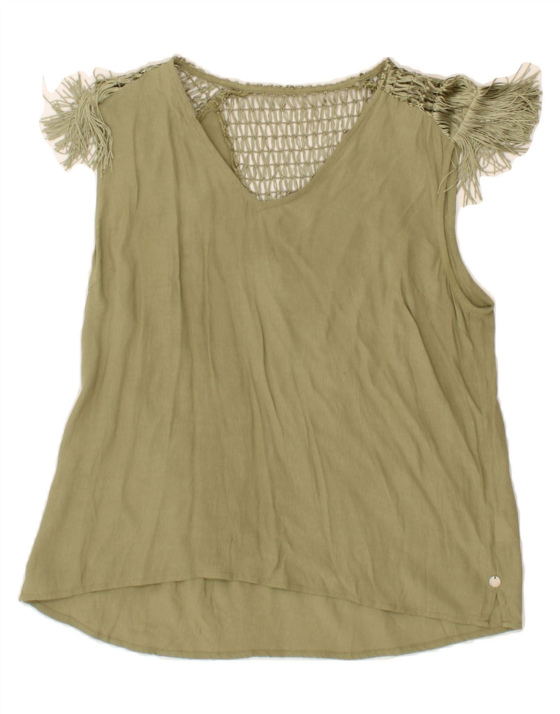 PEPE JEANS Womens Vest Top UK 14 Medium Khaki Viscose Vintage PEPE Jeans and Second-Hand PEPE Jeans from Messina Hembry 