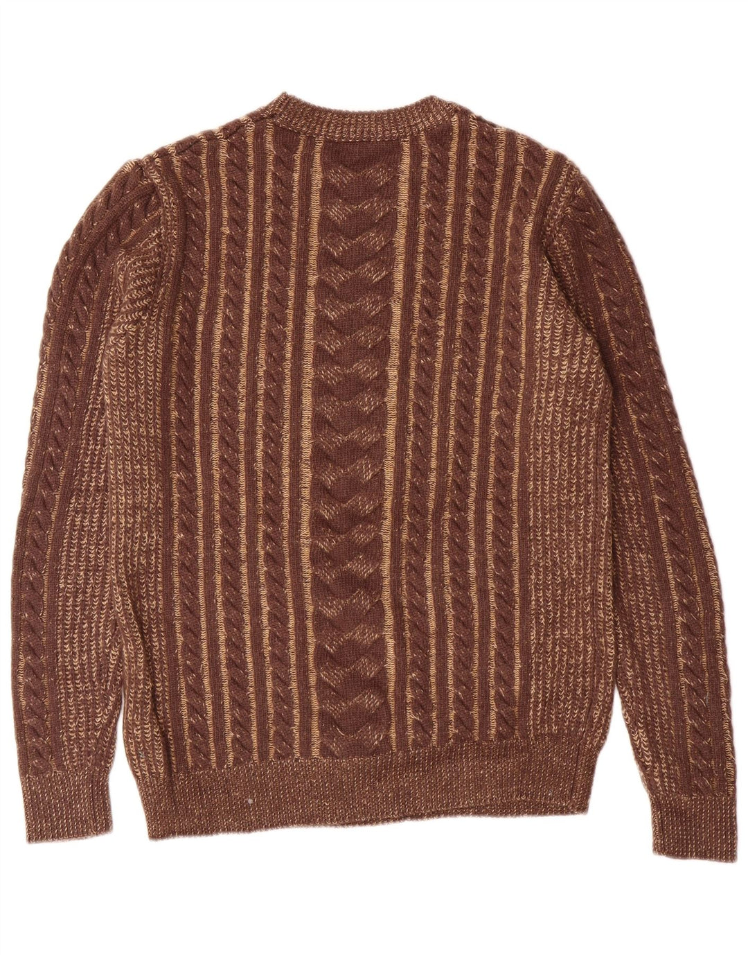GUESS Mens Crew Neck Jumper Sweater Small Brown Polyamide