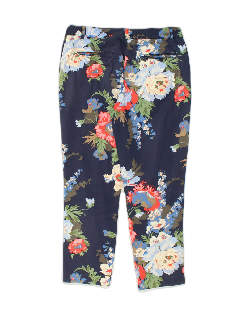 JOULES Womens Tapered Chino Trousers UK 10 Small W31 L25 Navy Blue Floral | Vintage Joules | Thrift | Second-Hand Joules | Used Clothing | Messina Hembry 