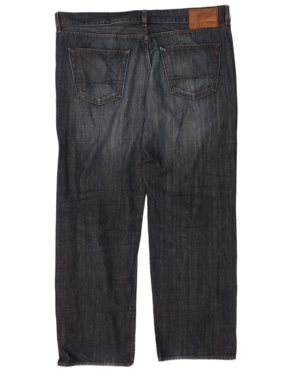 Hugo Boss Mens Straight Jeans W40 L32 Navy Blue Cotton
