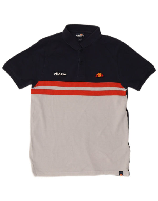 Ellesse Mens Polo Shirt Medium Navy Blue Colourblock Cotton