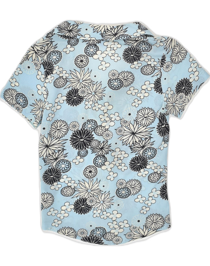 TOM TAILOR Womens Short Sleeve Shirt UK 8 Small Blue Floral Polyamide | Vintage Tom Tailor | Thrift | Second-Hand Tom Tailor | Used Clothing | Messina Hembry 