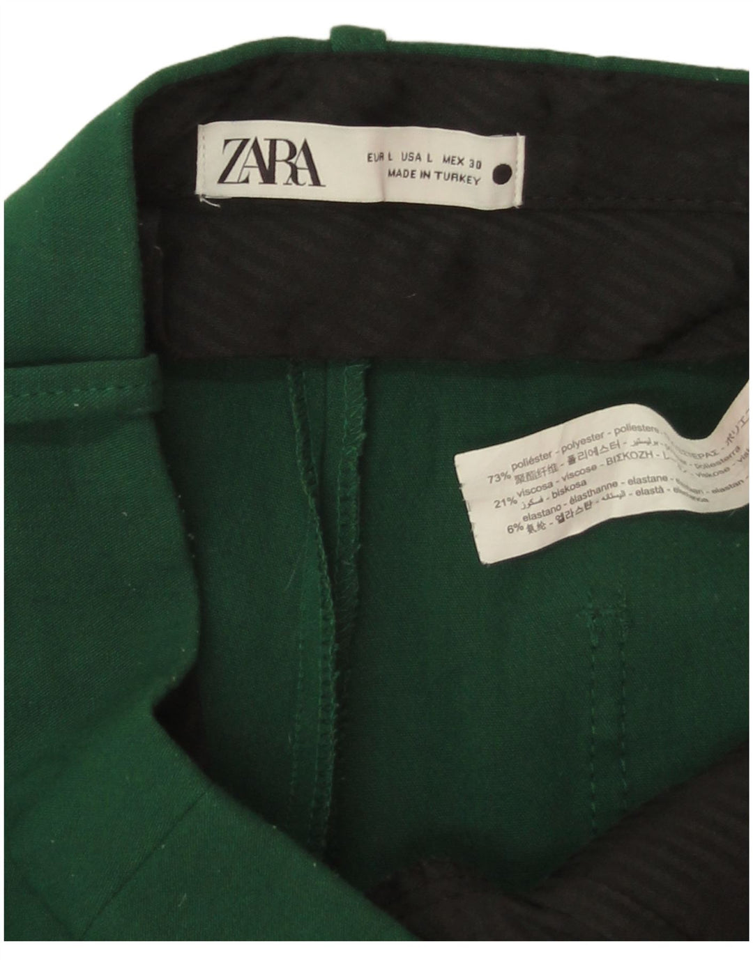 Zara Womens Straight Cropped Trousers Large W30 L24 Green Polyester