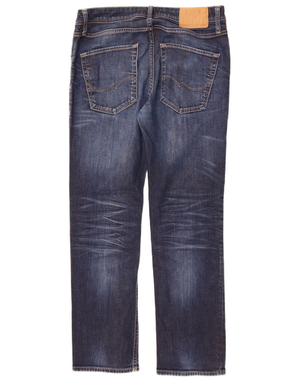 Jack & Jones Mens Clark Straight Jeans W32 L30 Blue Cotton