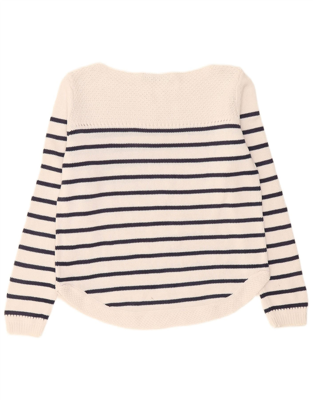 Marks & Spencer Womens Boat Neck Jumper Sweater UK 12 Medium White Striped