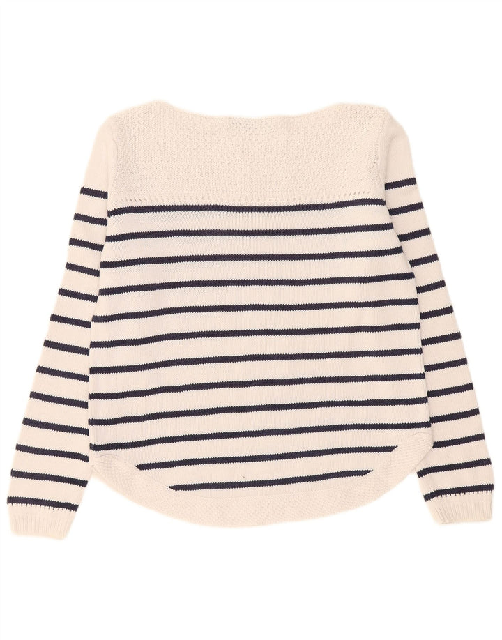 Marks & Spencer Womens Boat Neck Jumper Sweater UK 12 Medium White Striped