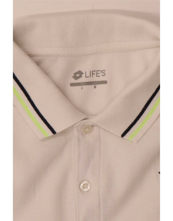 Lotto Mens Polo Shirt Medium White Striped