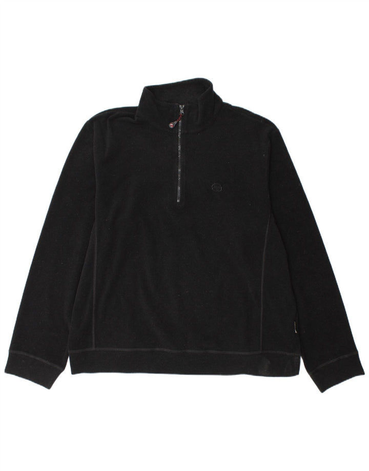 Sergio Tacchini Mens Zip Neck Fleece Jumper XL Black Polyester