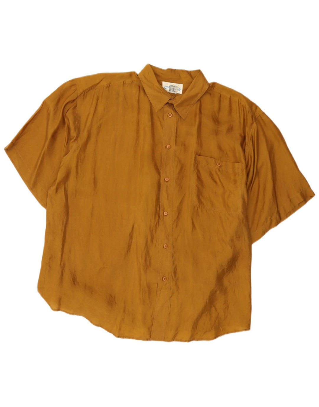Lucky Star Mens Short Sleeve Shirt XL Brown Silk