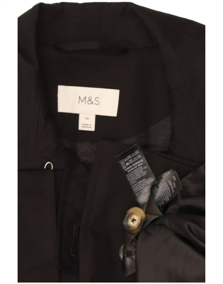 Marks & Spencer Womens Double Breasted Trench Coat UK 10 Small Black