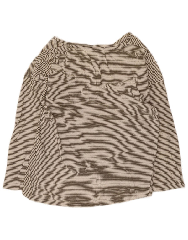 Zara Womens Oversized Top Long Sleeve UK 10 Small White Striped Cotton
