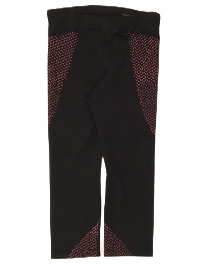 Nike Womens Dri Fit Capri Leggings UK 8 Small  Black Geometric Polyester