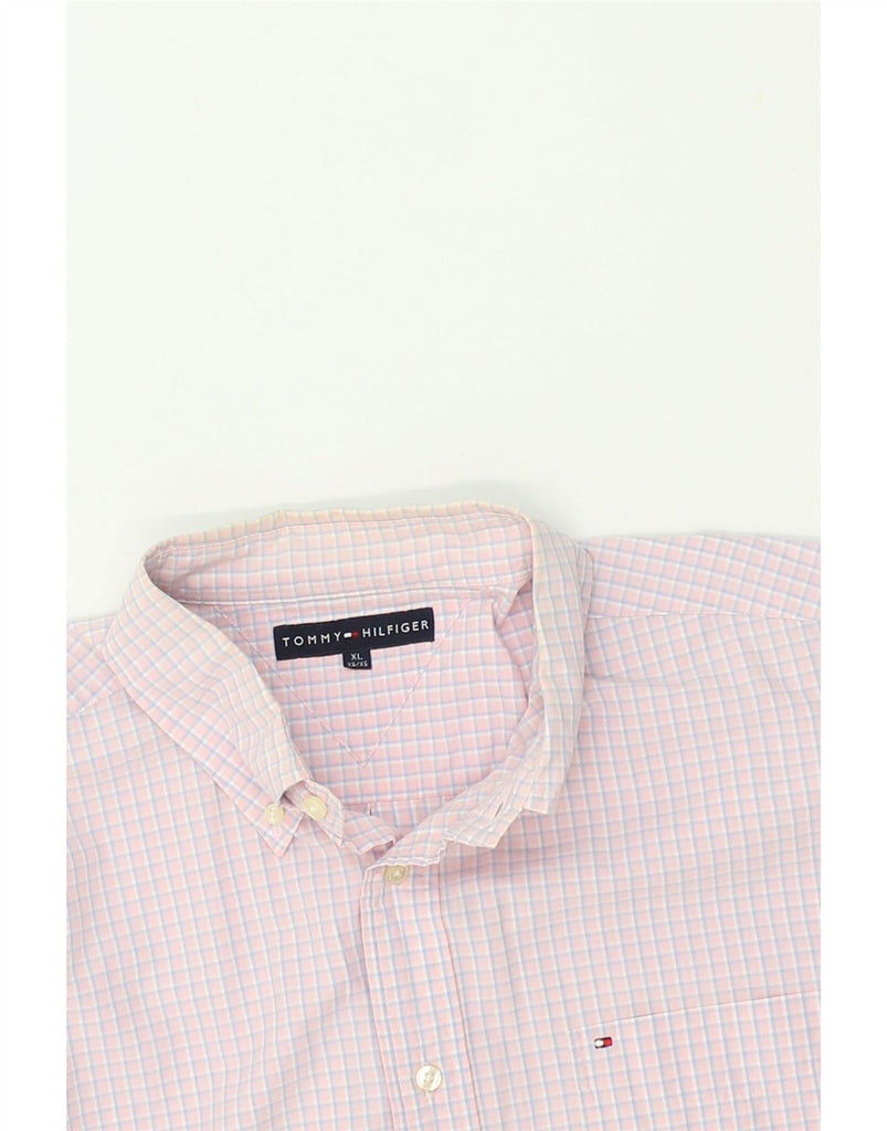 TOMMY HILFIGER Mens Shirt XL Pink Check Cotton | Vintage Tommy Hilfiger | Thrift | Second-Hand Tommy Hilfiger | Used Clothing | Messina Hembry 