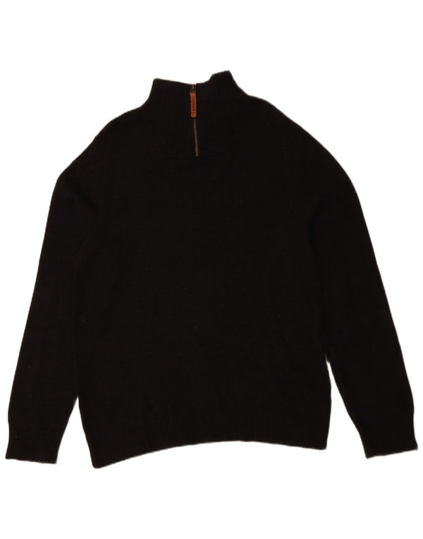 Fat Face Mens Zip Neck Jumper Sweater Medium Black Cotton