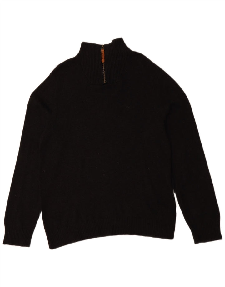 Fat Face Mens Zip Neck Jumper Sweater Medium Black Cotton