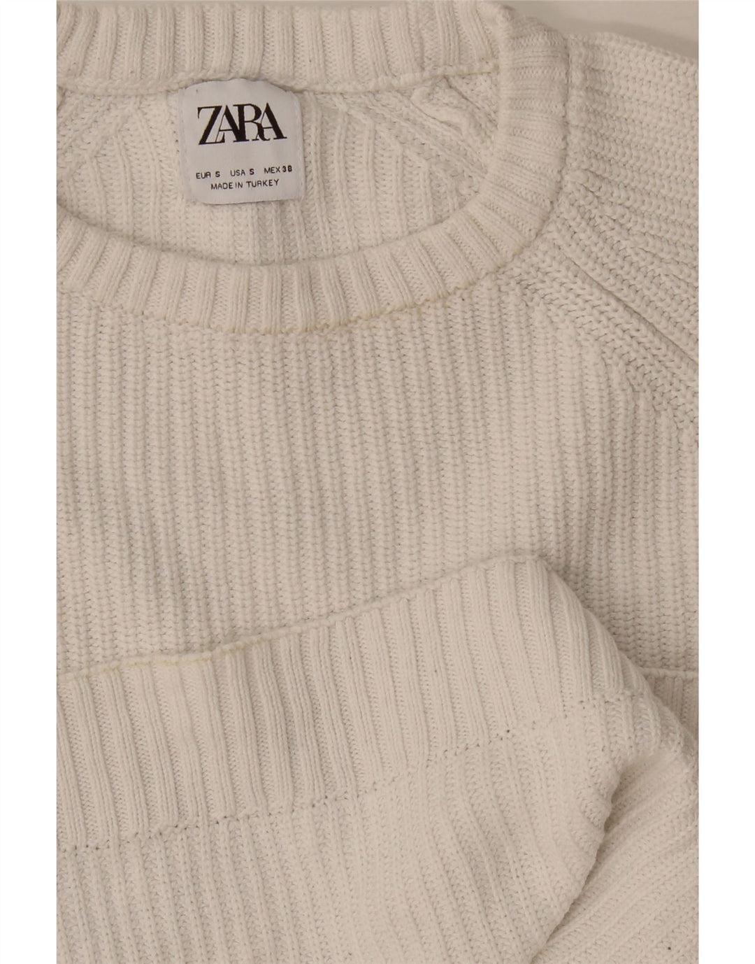 Zara Mens Crew Neck Jumper Sweater Small White