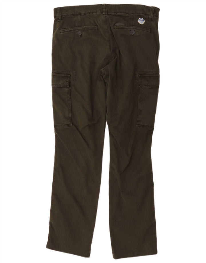 North Sails Mens Straight Cargo Trousers W34 L31 Green Cotton
