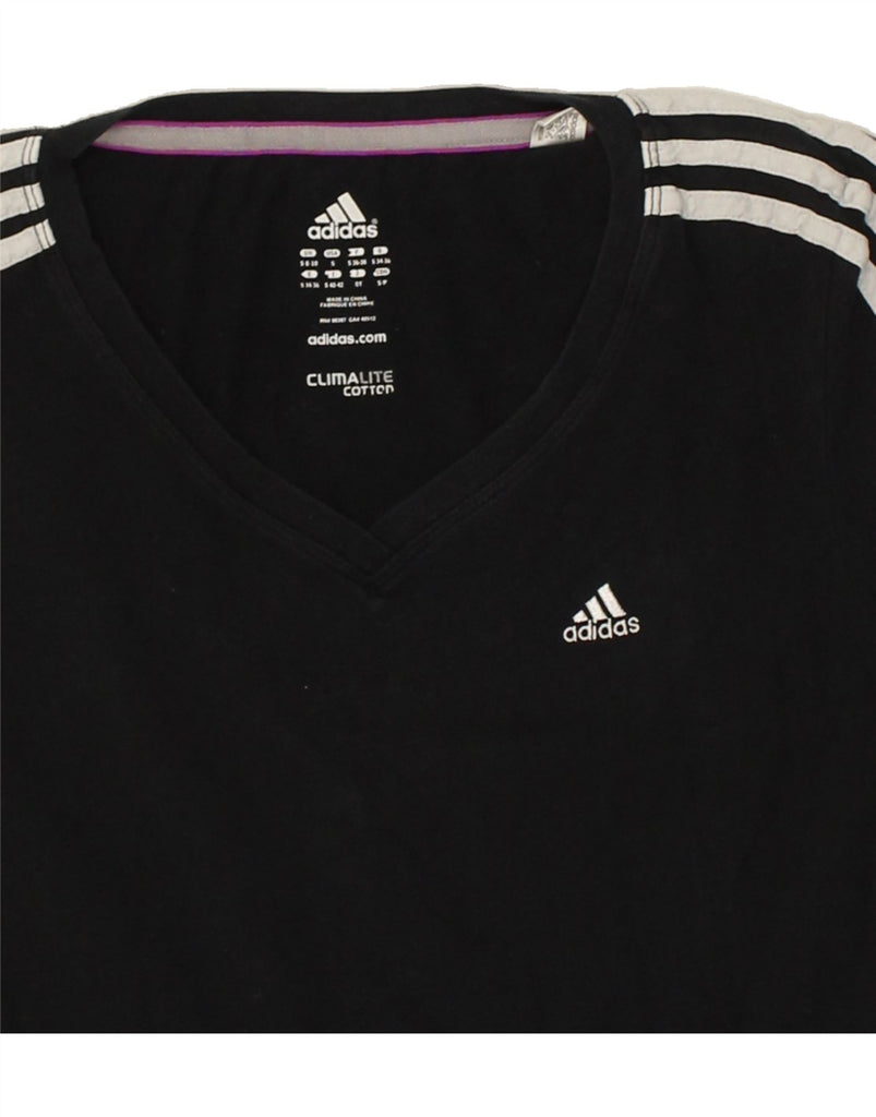 ADIDAS Womens Climalite T-Shirt Top UK 8 /10 Small Black Cotton | Vintage Adidas | Thrift | Second-Hand Adidas | Used Clothing | Messina Hembry 