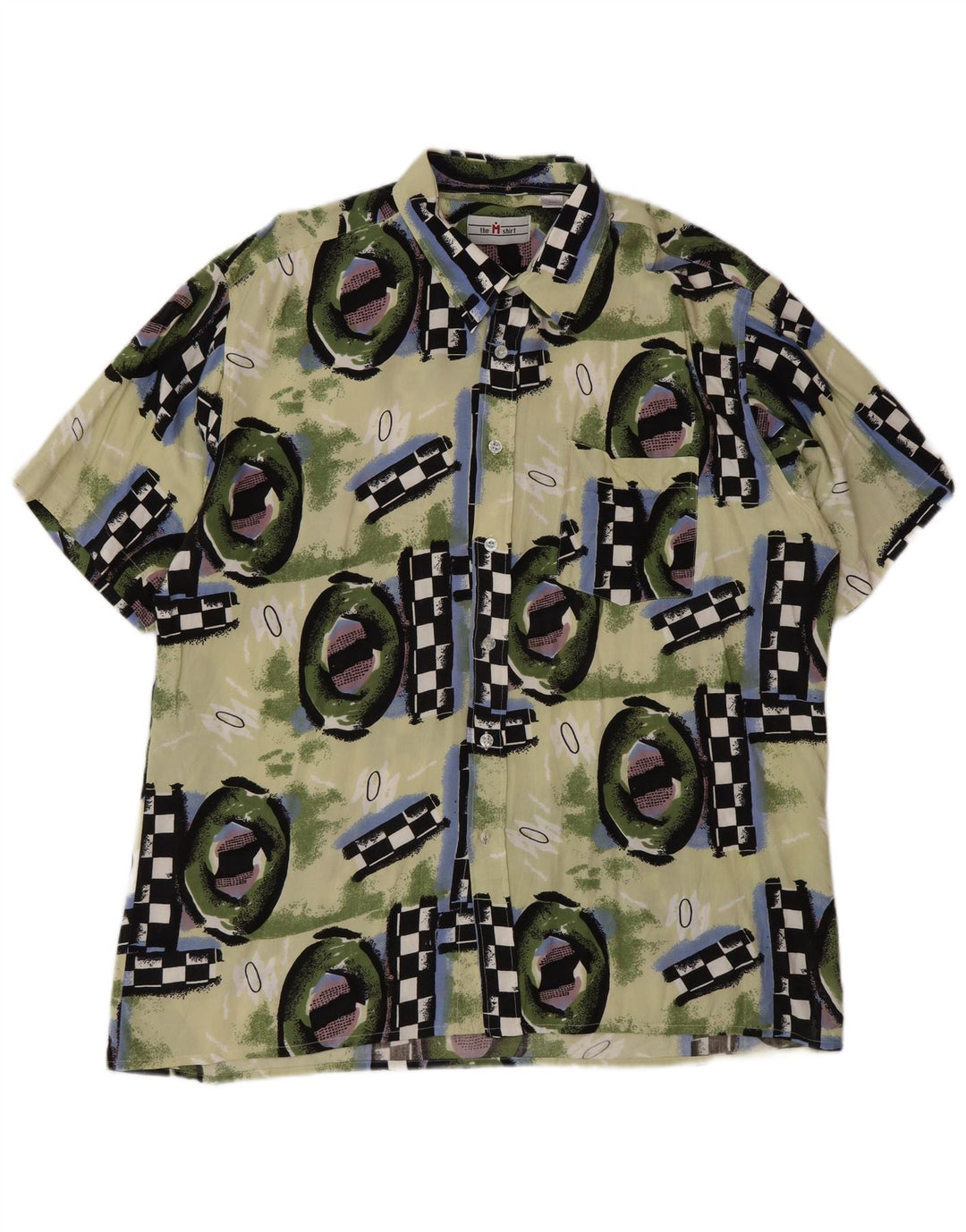 Vintage Mens Short Sleeve Shirt 2XL Multicoloured Geometric Viscose