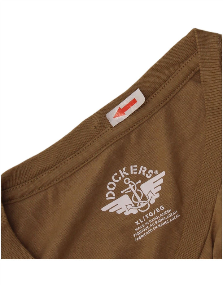 Dockers Mens Graphic T-Shirt Top XL Brown Cotton