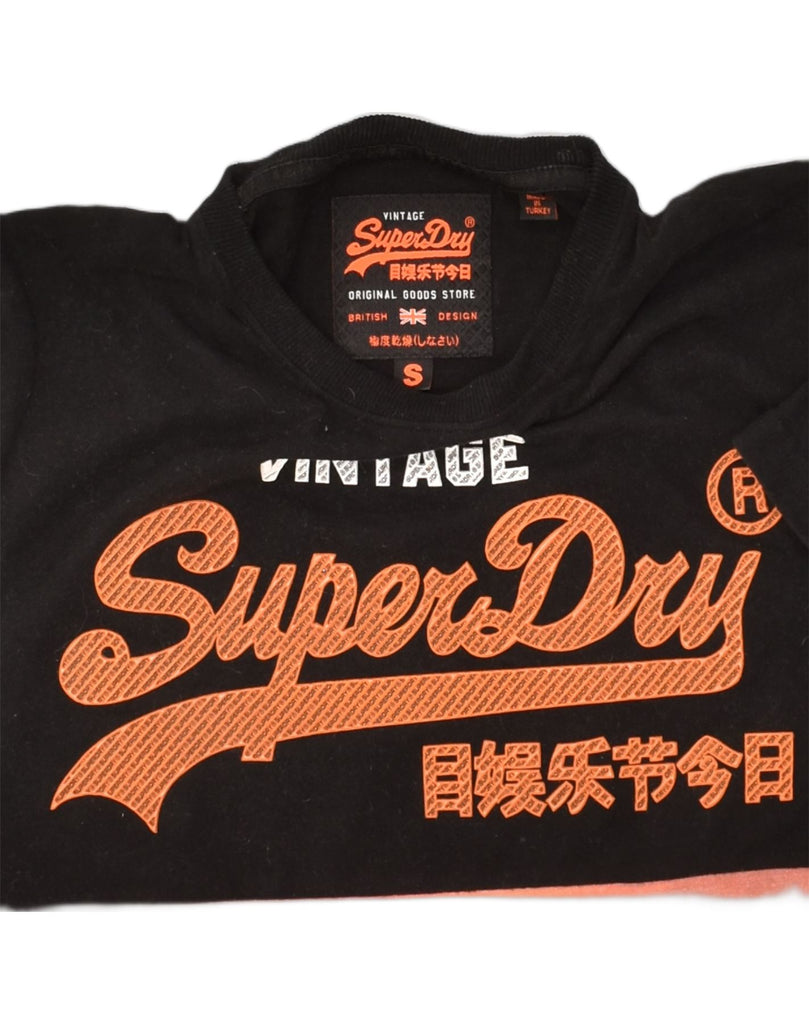 SUPERDRY Mens Graphic T-Shirt Top Small Black Colourblock Cotton | Vintage Superdry | Thrift | Second-Hand Superdry | Used Clothing | Messina Hembry 