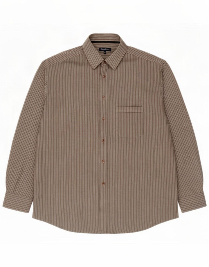 James Pringle Mens Shirt XL Grey Pinstripe Polyester