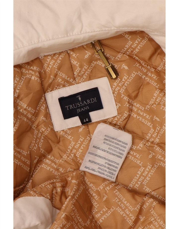 Trussardi Jeans Womens Padded Coat IT 44 Medium White Cotton