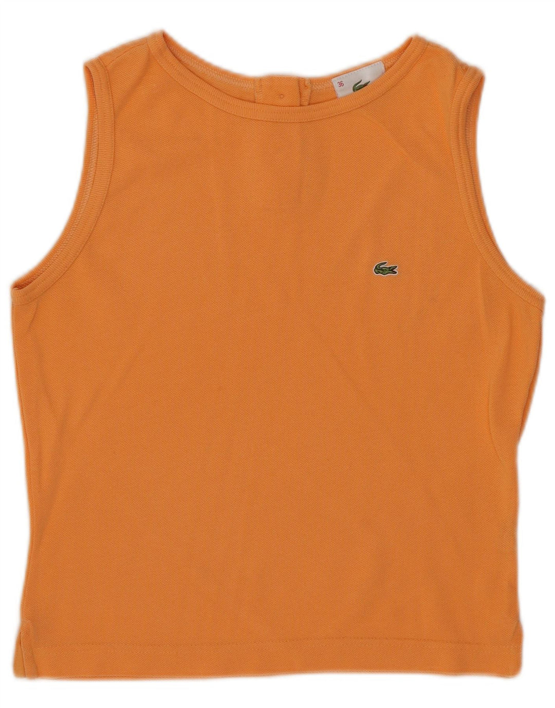 Lacoste Womens Crop Vest Top Size 36 Small Orange Cotton