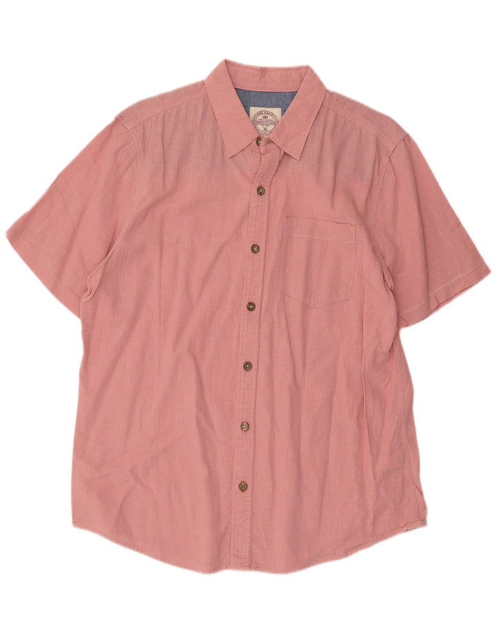 Fat Face Mens Short Sleeve Shirt Medium Pink Linen