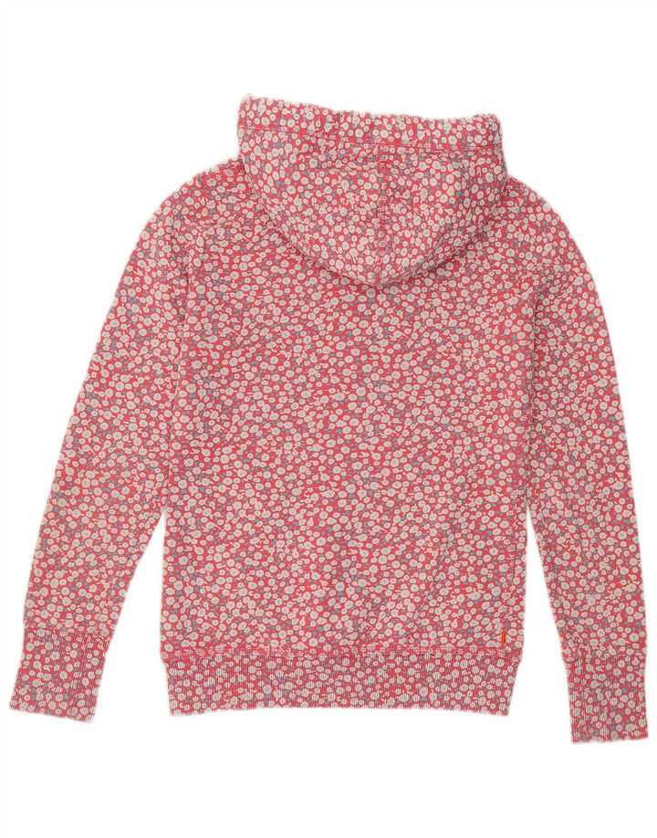 SUPERDRY Womens Hoodie Jumper UK 6 XS Pink Floral Cotton