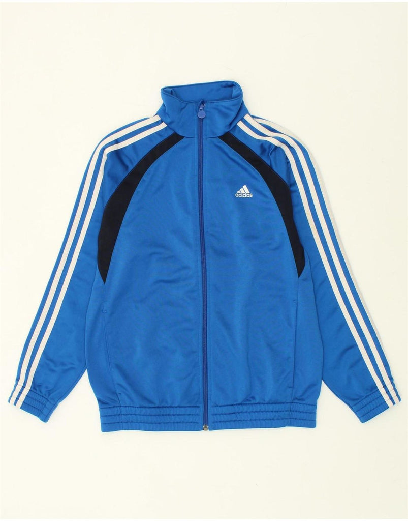 ADIDAS Boys Tracksuit Top Jacket 13-14 Years Blue Colourblock Polyester Vintage Adidas and Second-Hand Adidas from Messina Hembry 