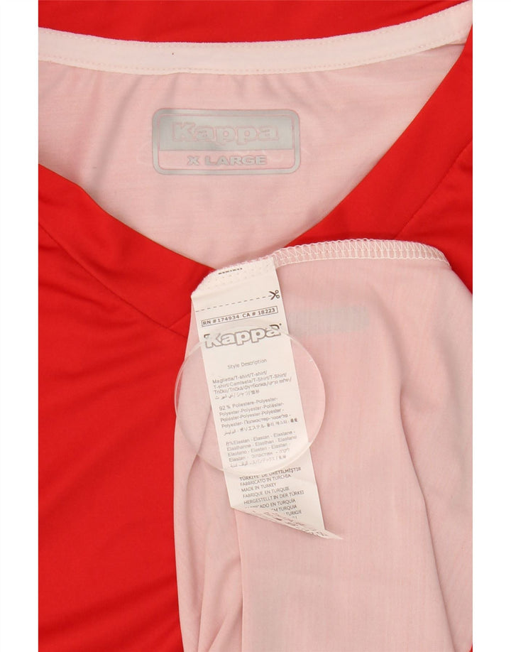 Kappa Mens Graphic T-Shirt Top XL Red Colourblock Polyester