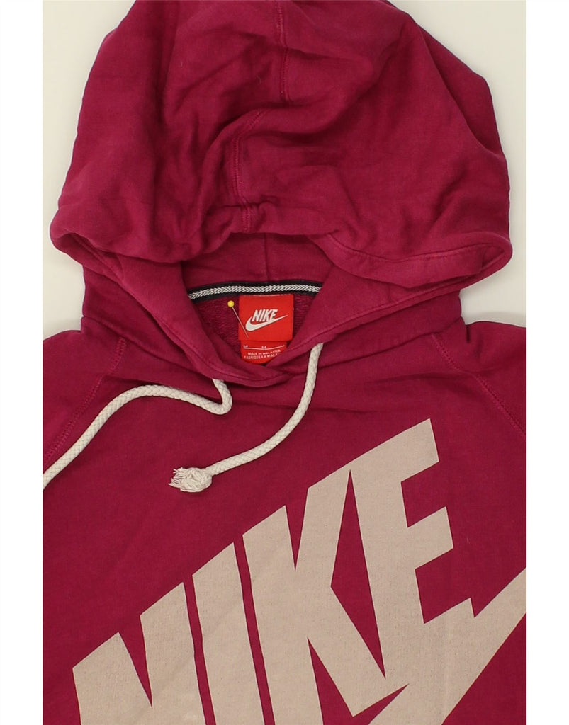 NIKE Womens Graphic Hoodie Jumper UK 14 Medium Pink Cotton | Vintage Nike | Thrift | Second-Hand Nike | Used Clothing | Messina Hembry 