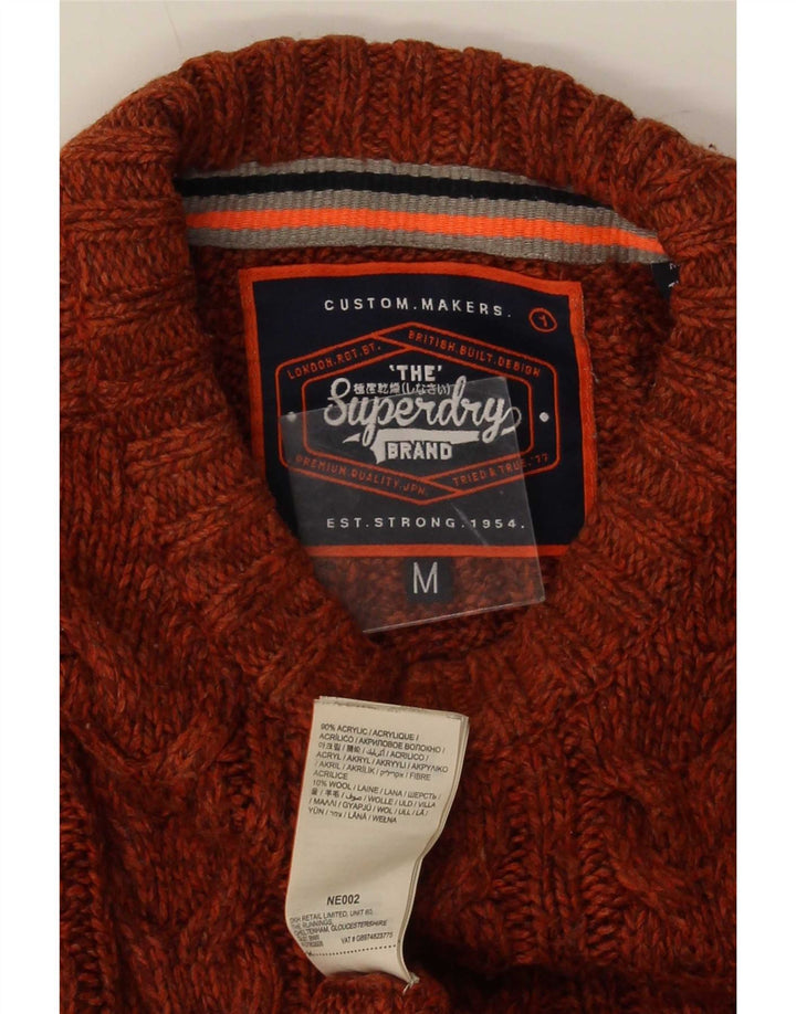 Superdry Mens Crew Neck Jumper Sweater Medium Brown Flecked Acrylic