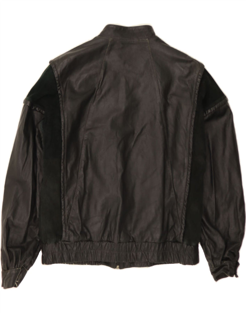 VINTAGE Mens Leather Jacket IT 48 Medium Black Colourblock Leather Vintage Vintage and Second-Hand Vintage from Messina Hembry 