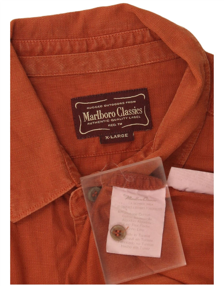 Marlboro Classics Mens Short Sleeve Shirt XL Orange Cotton