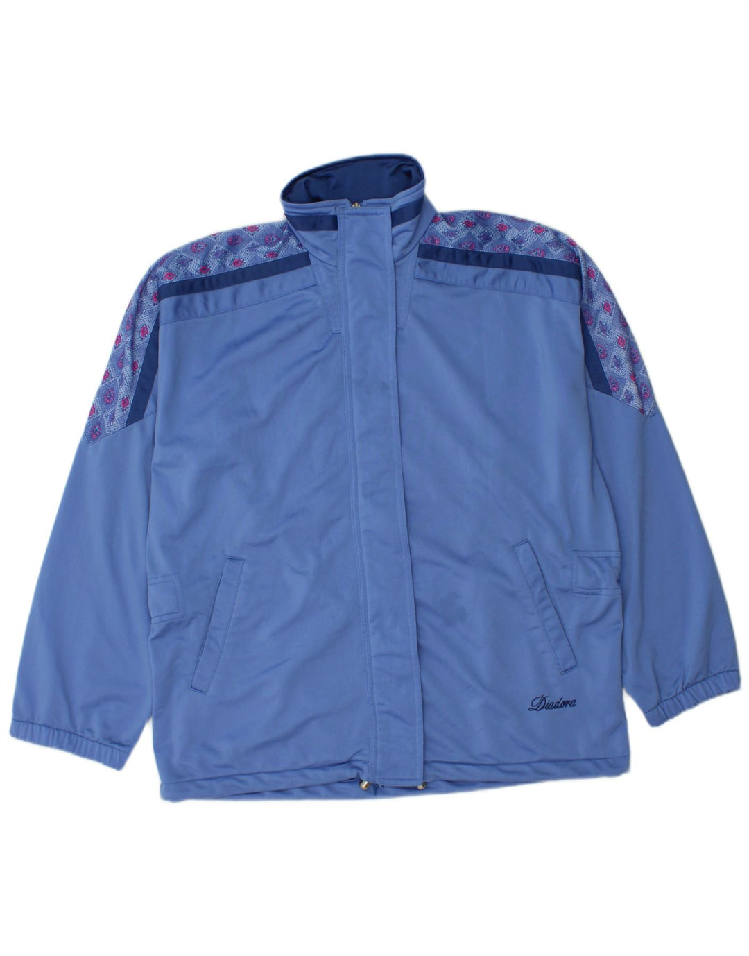 DIADORA Womens Graphic Tracksuit Top Jacket UK 18 XL Blue Polyester