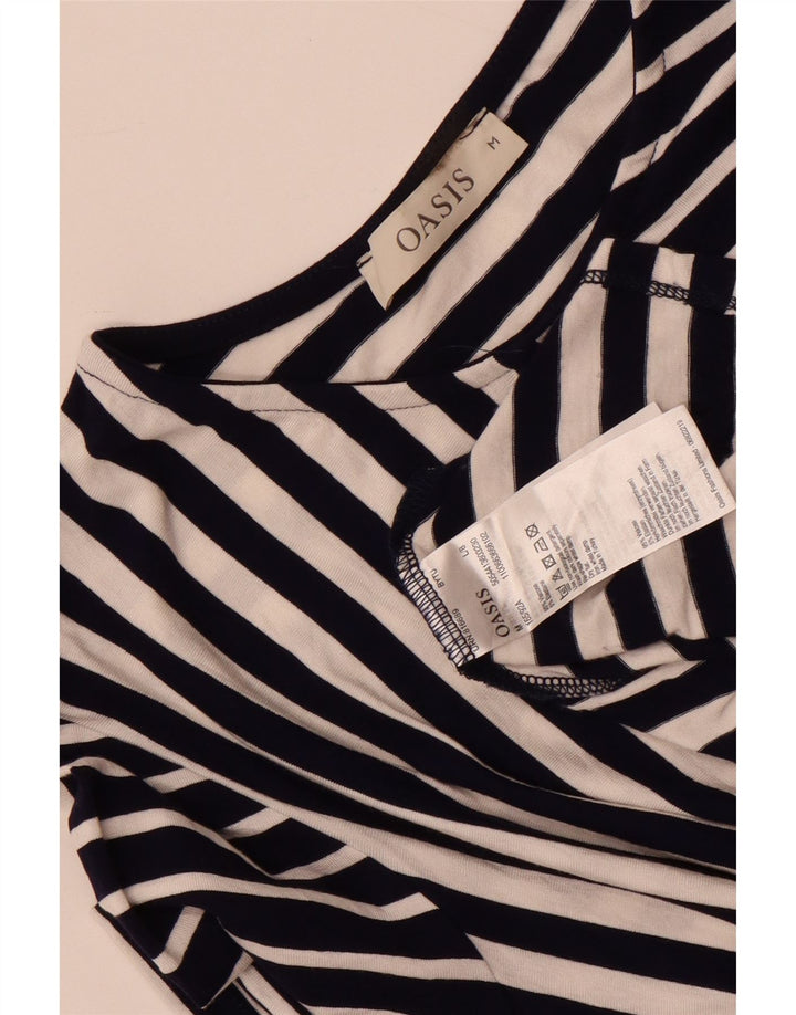Oasis Womens Front Tie Asymmetrical Dress UK 12 Medium Navy Blue Striped