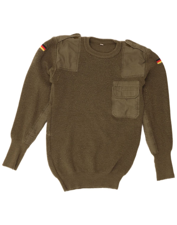 Vintage Mens Military Crew Neck Jumper Sweater IT 50 Medium Khaki Army