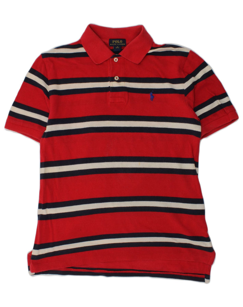 POLO RALPH LAUREN Boys Polo Shirt 10-11 Years Medium Red Striped Cotton | Vintage Polo Ralph Lauren | Thrift | Second-Hand Polo Ralph Lauren | Used Clothing | Messina Hembry 