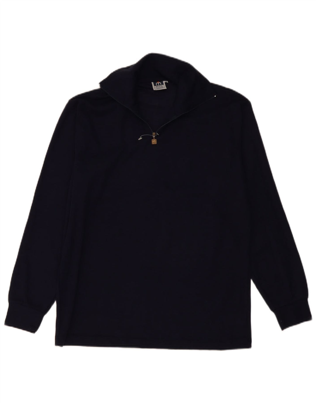 Vintage Mens Zip Neck Jumper Sweater IT 50 Medium Navy Blue Wool