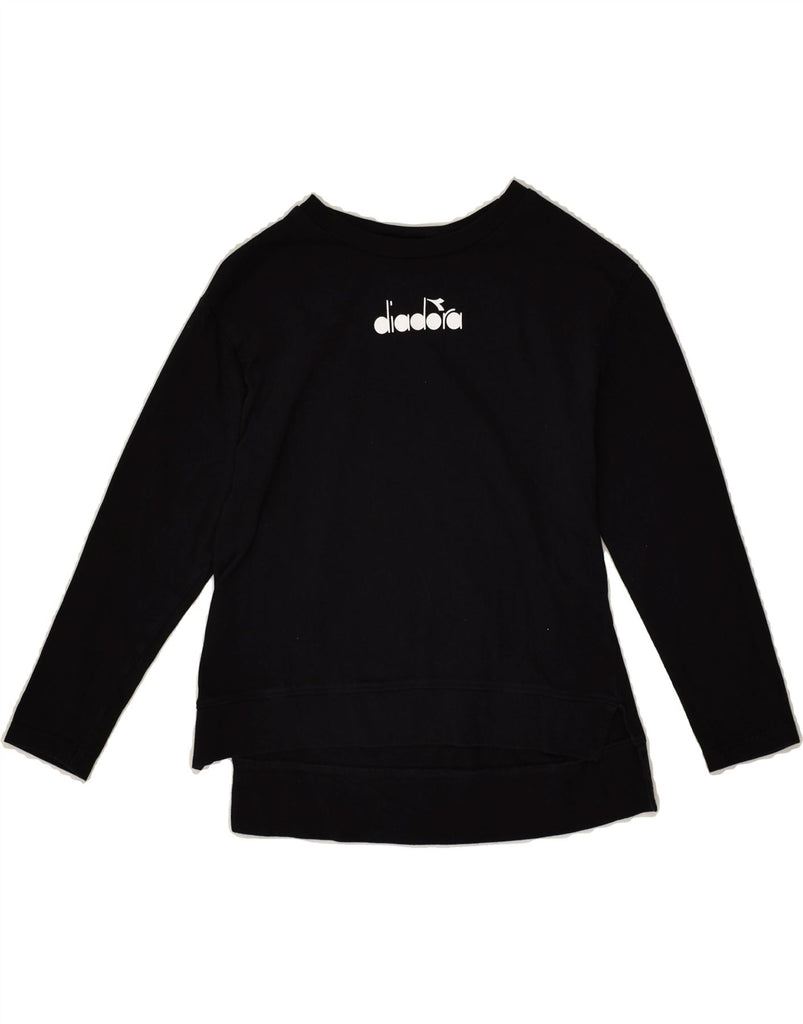 DIADORA Girls Graphic Top Long Sleeve 7-8 Years Black Cotton | Vintage Diadora | Thrift | Second-Hand Diadora | Used Clothing | Messina Hembry 