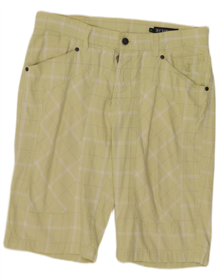 Jeckerson Mens Casual Shorts W32 Medium Green Check