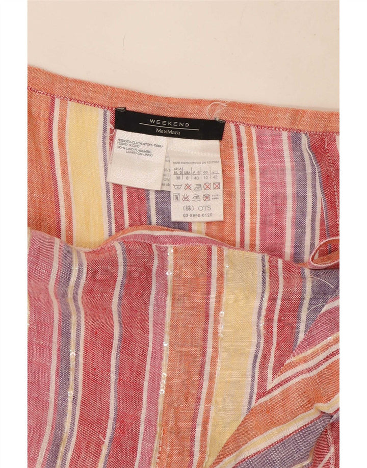 Max Mara Womens Wrap Skirt UK 10 Small W27 Multicoloured Striped Linen