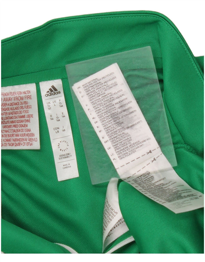ADIDAS Boys Aeroready Zip Neck Pullover Tracksuit Top 13-14 Years Green
