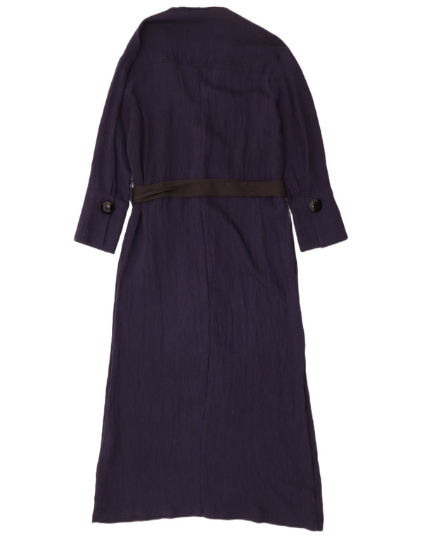 Zara Womens 3/4 Sleeve Oversized Maxi Dress UK 6 XS Navy Blue Polyester