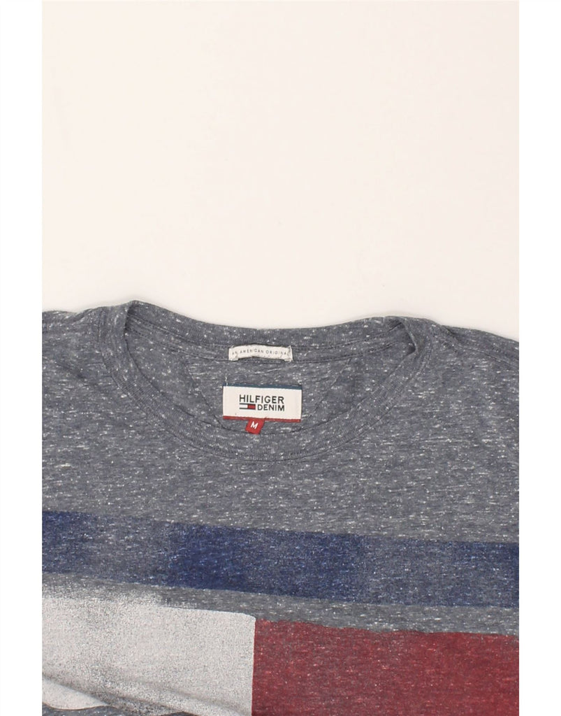 TOMMY HILFIGER Mens Graphic T-Shirt Top Medium Grey Flecked Cotton | Vintage Tommy Hilfiger | Thrift | Second-Hand Tommy Hilfiger | Used Clothing | Messina Hembry 